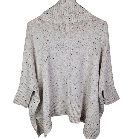 Loft Ivory Multicolor Speckle Oversize Cowl Neck Sweater Dolman Sleeve Small - Picture 3 of 10